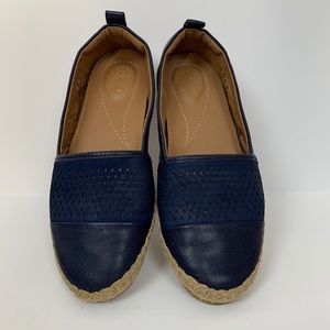 Clarks Artisan Sandals Espadrilles Women's Size 8.5 Blue Tan Flats